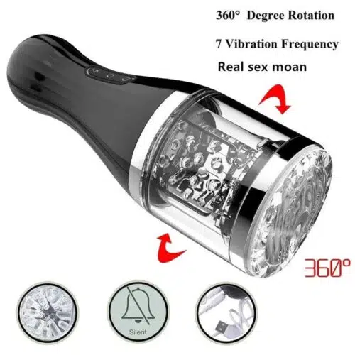 360 Rotation Masturbation Cup Intelligent Voice Black Product Features Adult Luxury
