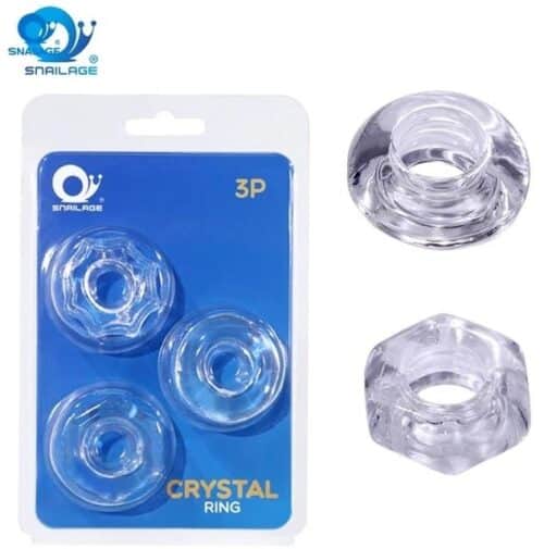 3 Pack Crystal Cock Ring Set Adult Luxury