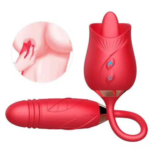 3 in 1 Au-Rose-Licking Rose Toy with Dildo Red Featured Product Adult Luxury
