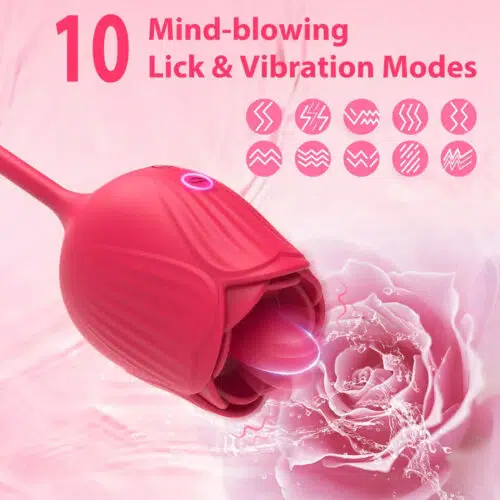 3 in 1 Au-Rose-Licking Rose Toy with Dildo 10 Different Modes Adult Luxury
