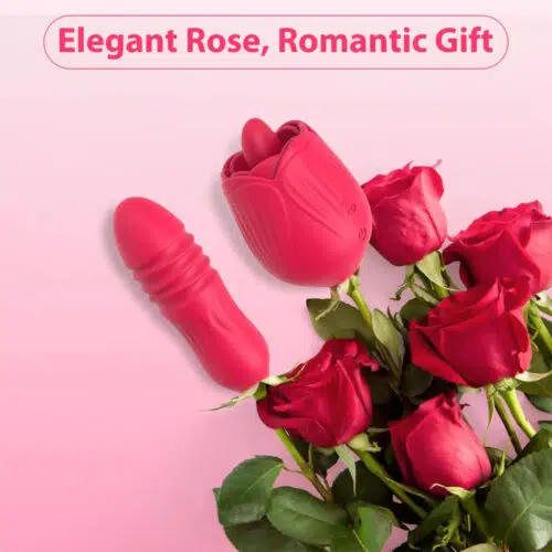 3 in 1 Au-Rose-Licking Rose Toy with Dildo Red Romantic Gift  Adult Luxury