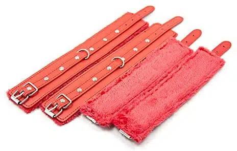 Red X Ankle Wrist Cuffs Set Bondage BDSM Cuffs Adult Luxury