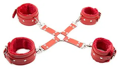 Red X Ankle Wrist Cuffs Set Bondage BDSM Cuffs Adult Luxury