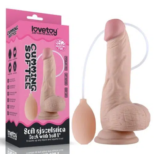 8" Soft Ejaculation Cock With Ball Ejaculating Squirting Dildo Adult Luxury