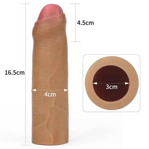 Add 1" Nature Extender Uncircumcised ( Brown) Adult Luxury