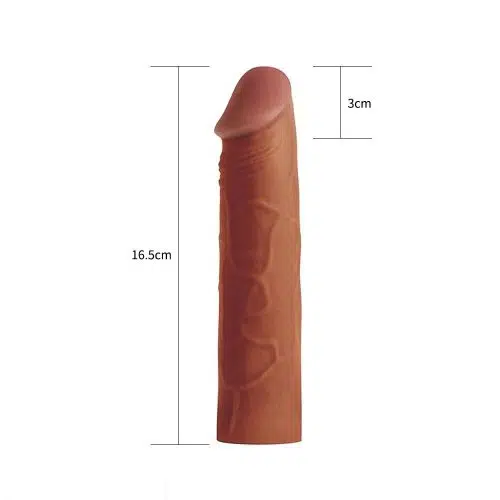 Add 2.5 cm Pleasure X Tender Penis Sleeve (Brown) Adult Luxury