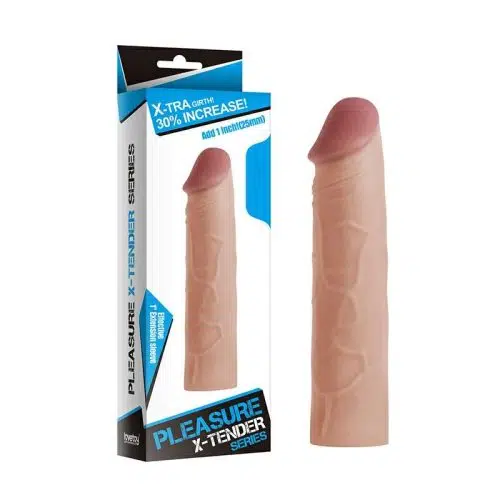 Add 2.5 cm Pleasure X Tender Penis Sleeve (Flesh) Adult Luxury