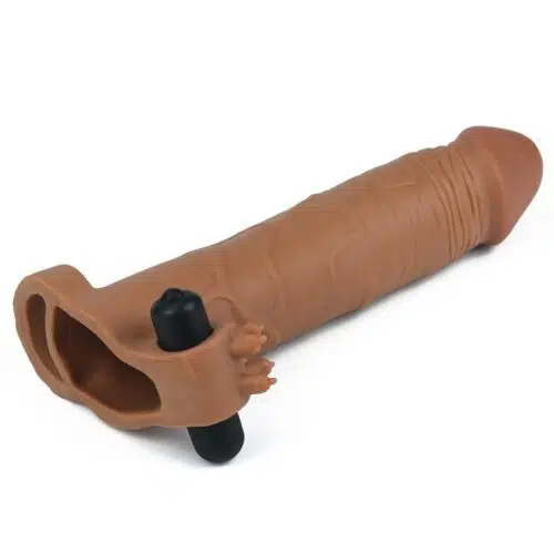 Add 50% Pleasure X Tender Vibrating Penis Sleeve ( Brown) Adult Luxury
