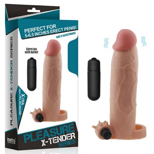 Add 70%" Pleasure X Tender Vibrating Penis Sleeve (Flesh) Adult Luxury