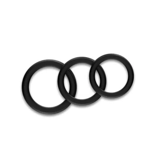 Black Stretchy Silicone Cock Ring Set (3 Pack) Adult Luxury