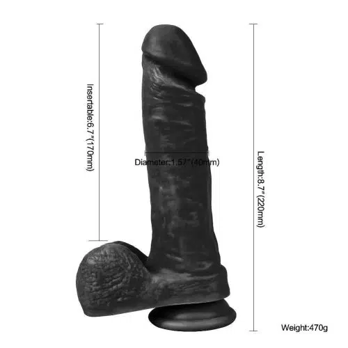 Black Velvet Dildo (22 cm x 4cm) Adult Luxury