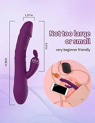 DeLux Thrusting Pulsating Vibrating Silent Rabbit Vibrator (Purple) Adult Luxury