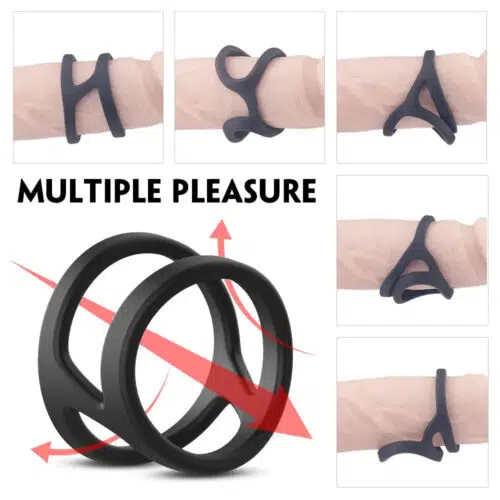 Double Multifunction Silicone Strong Cock Ring Multiple ways To Wear Cock Ring Adult Luxury