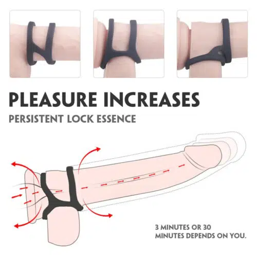 Double Multifunction Silicone Strong Cock Ring Last Longer In bed Adult Luxury