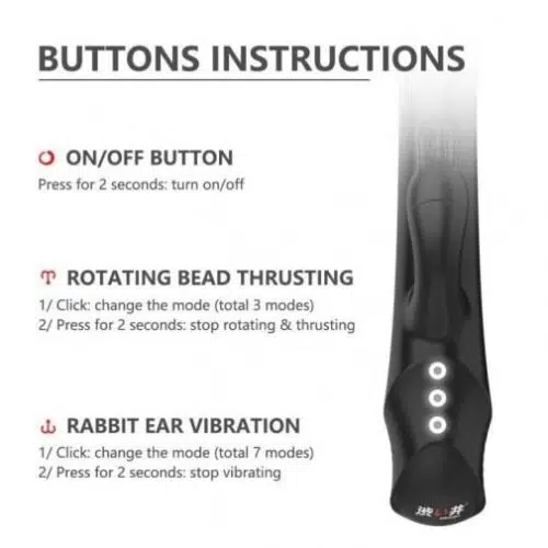 Drywell Rotating & Thrusting Rabbit Vibrator - Black Adult Luxury