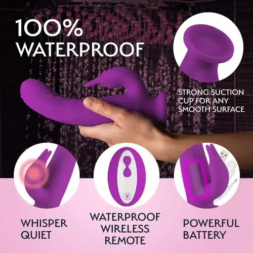 Dual Rabbit 360° Dildo Vibrator (Purple) Sex Toy For Women Adult Luxury