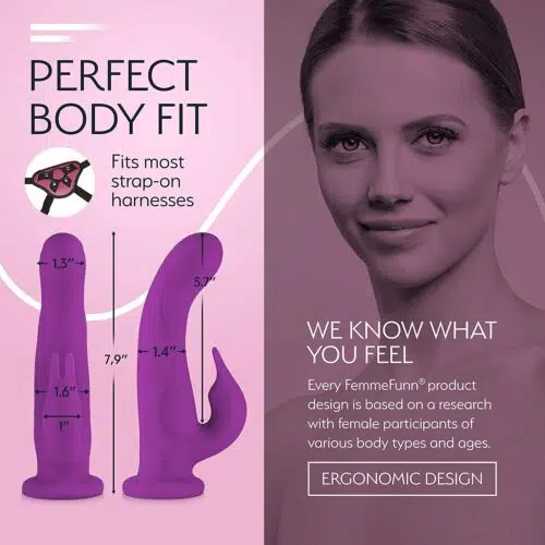 Dual Rabbit 360° Dildo Vibrator (Purple) Sex Toy For Women Adult Luxury