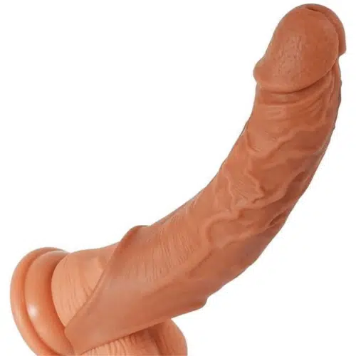 Humanlike Penis Sleeve With Ball Grip ( Brown) Adult Luxury