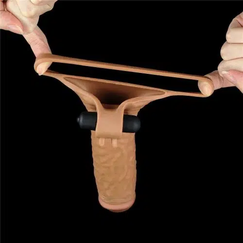 Add 50%"" X Tender Vibrating Penis Sleeve (Brown) Adult luxury