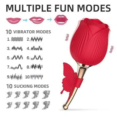 Charmed 4 in 1 Rose Air Pulse Vibrator Sex Toy Adult Luxury