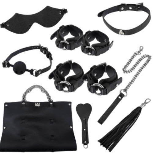 Premium Leather Bondage Set In Black With Bag Adult Luxury