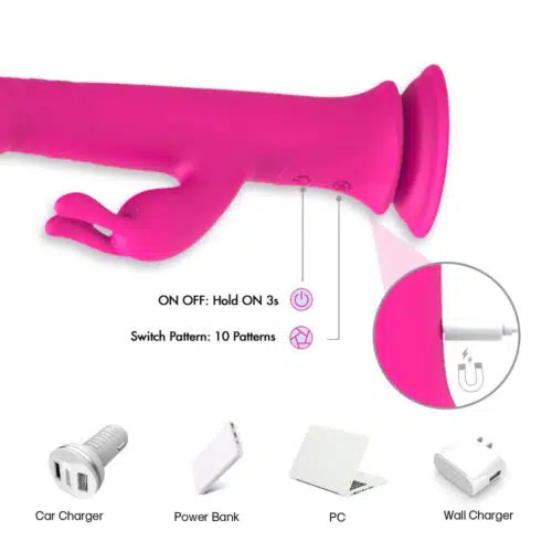 Pro Thrusting Remote Control Suction-Cup Rabbit Vibrator Power Instructions Adult Luxury