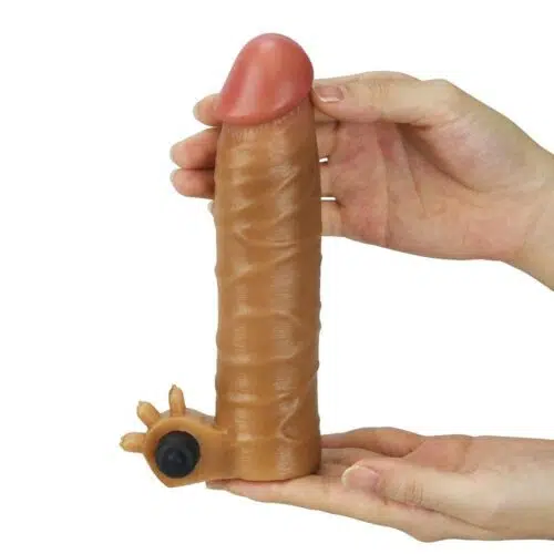 Real Feel Vibrating Penis Sleeve from Germany +50% (Brown) Adult Luxury