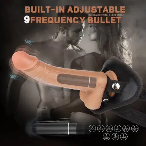 Amorous Vibrating Dildo With Strap On + Bullet & Cock Rings 9 Vibration Modes Adult Luxury