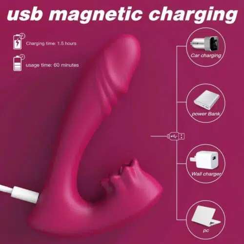 The One And Only 3 in 1 Licking Bio Air Vibrator (Pink) USB Charger Adult Luxury