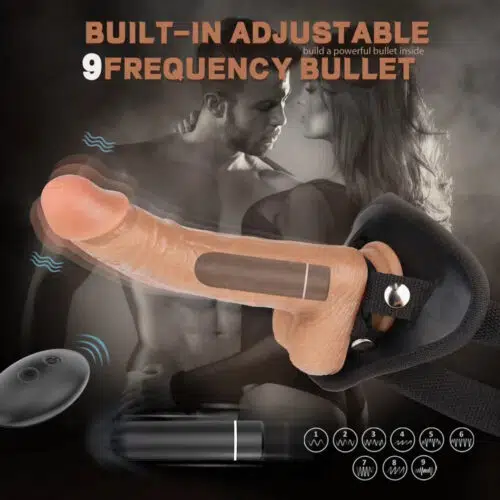 Amorous Vibrating Dildo With Strap On + Bullet & Remote 9 Frequency Vibrating Bullet Adult Luxury