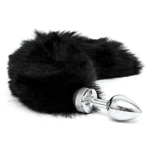 Stainless Steel Fox Tail Anal Butt Plug (Black) Adult Luxury