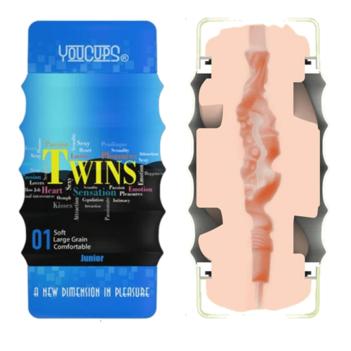 Youcups Twins Double Sided Male Masturbation Cup (Blue) Adult Luxury 