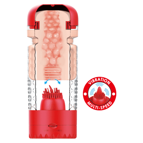 Vagina Masturbator With Vibration & Licking (Red) Adult Luxury