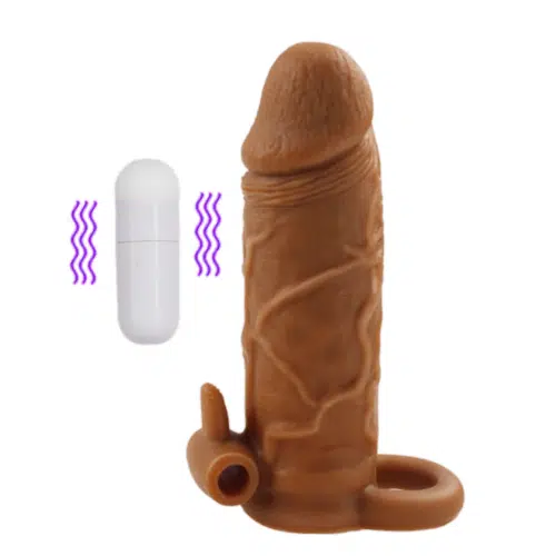 Vibrating Bullet Penis Sleeve ( Brown) Adult Luxury