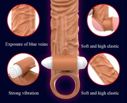 Vibrating Bullet Penis Sleeve ( Brown) Adult Luxury