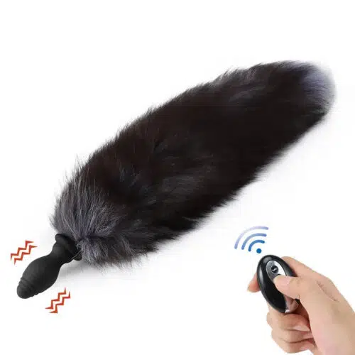 Vibrating Fox Tail With Remote Control Vibrating Butt Plug Adult Luxury