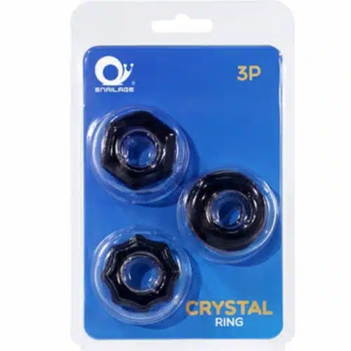 3 Pack Crystal Cock Ring Set (Black)