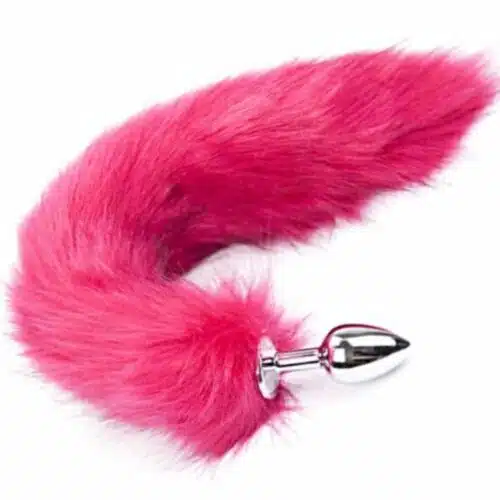 Fox Tail Anal Butt Plug Bright Pink